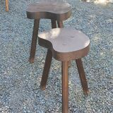 Pair of vintage shepherd stools in solid oak