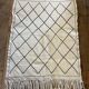 Berber carpet in beige wool with diamonds 140x105
