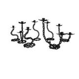 7 wrought iron candle holders in brutalist chain style