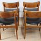 Set of 4 Scandinavian chairs in teak and black faux leather – 1960s
