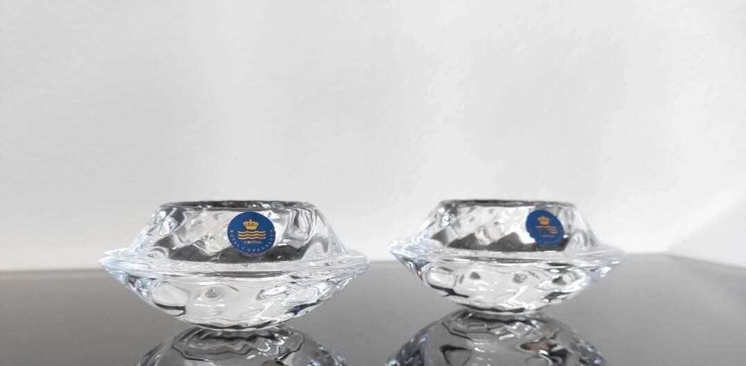 Pair of candlesticks "Hvidovre" in crystal - Royal Copenhagen