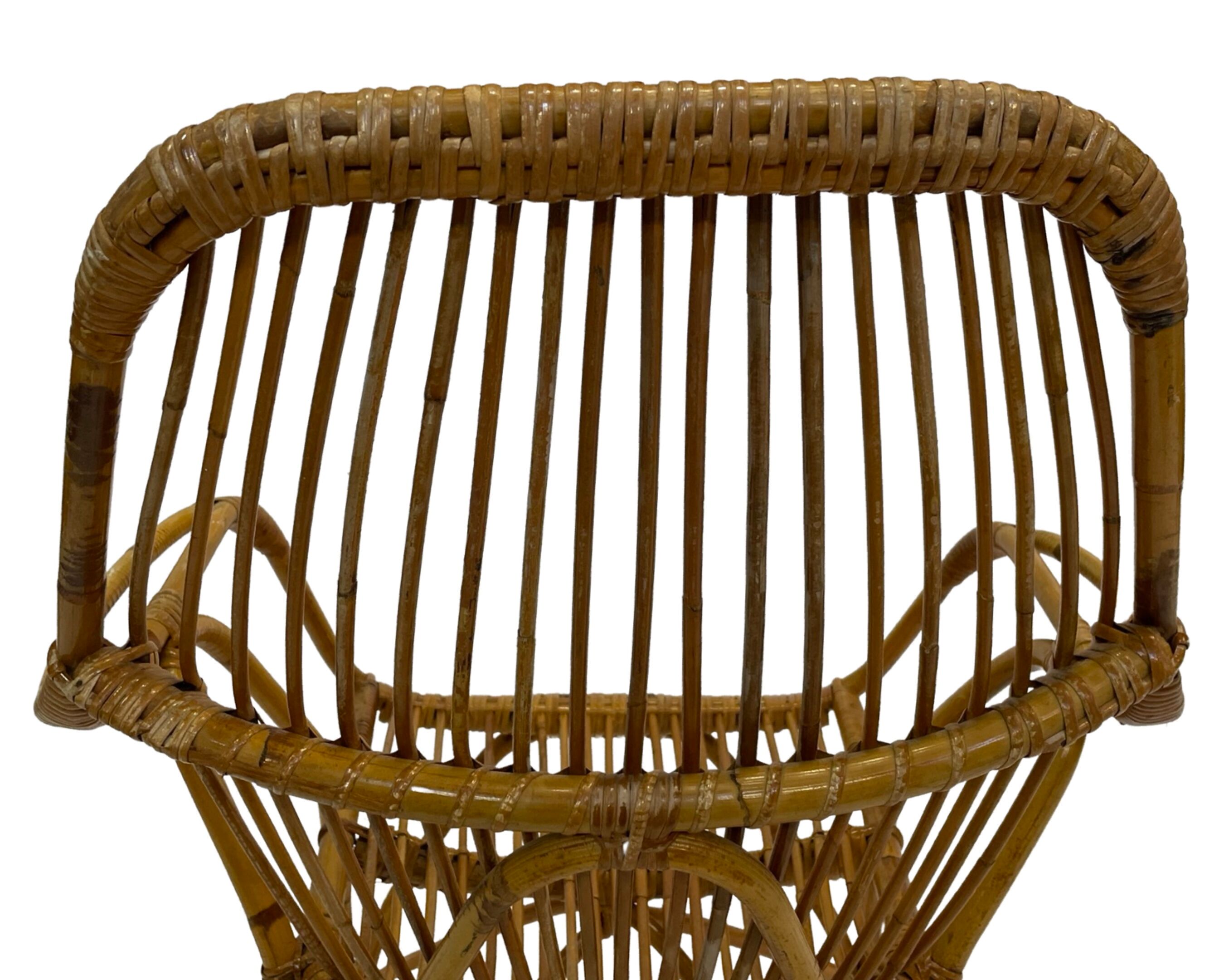 Rattan easy chair by Dirk van Sliedregt Rohe Noordwolde 1960 in the Netherlands
