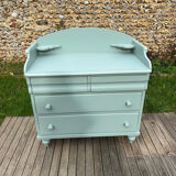 Vintage 4-drawer chest in sage green pine.