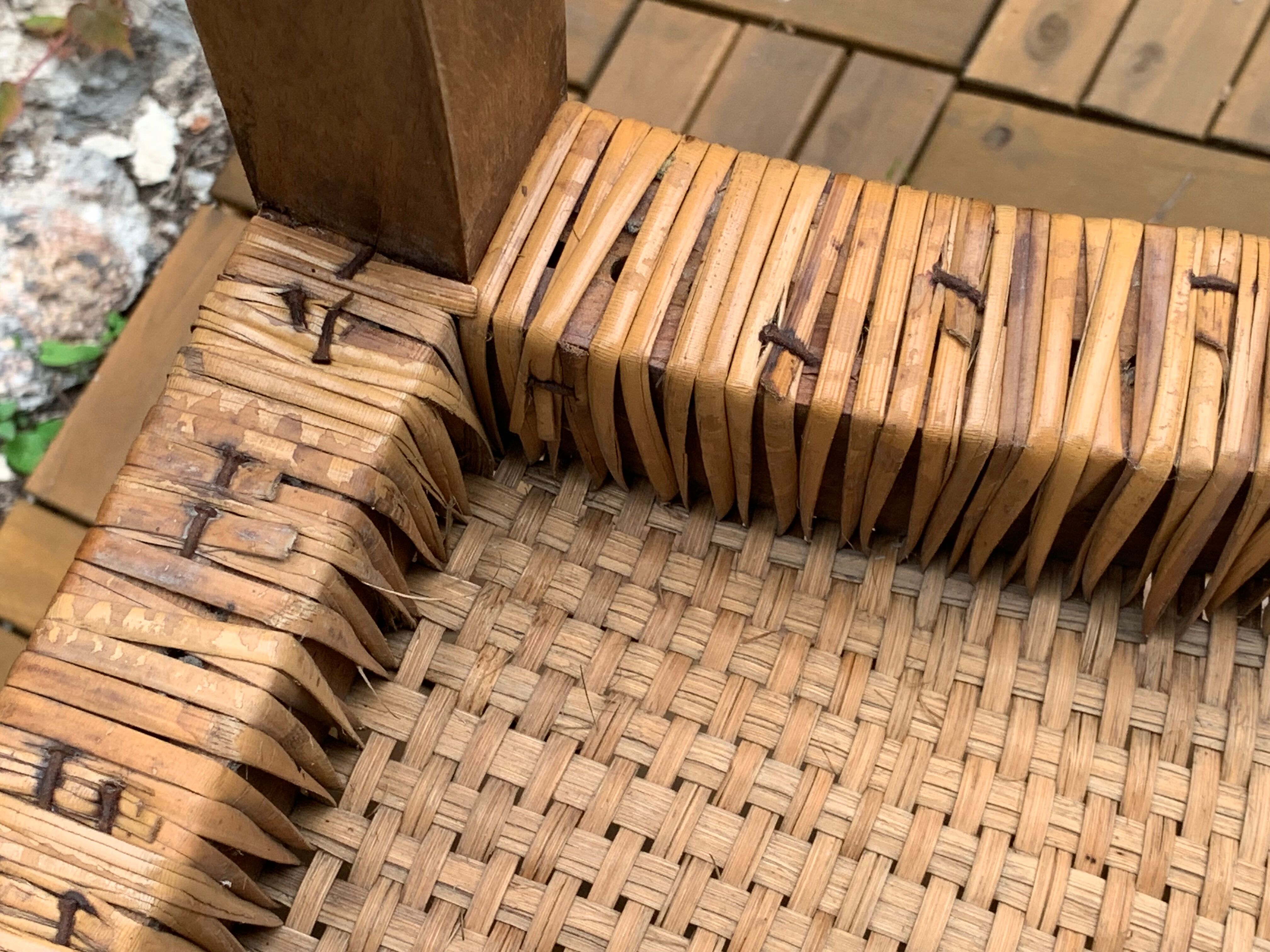 Barber's armchair in wood cannage and straw 1900