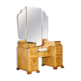 Art Deco dressing table circa 1930 in satin walnut with mirror.