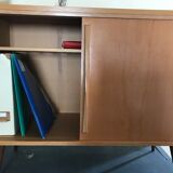 Vintage storage cabinet sliding doors feet compass