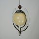 1930s Italian Art Deco Pendant Light with Etched Glass and Amber Globe