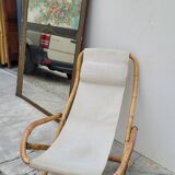 Vintage bamboo deck chair armchair 1950s Italy
