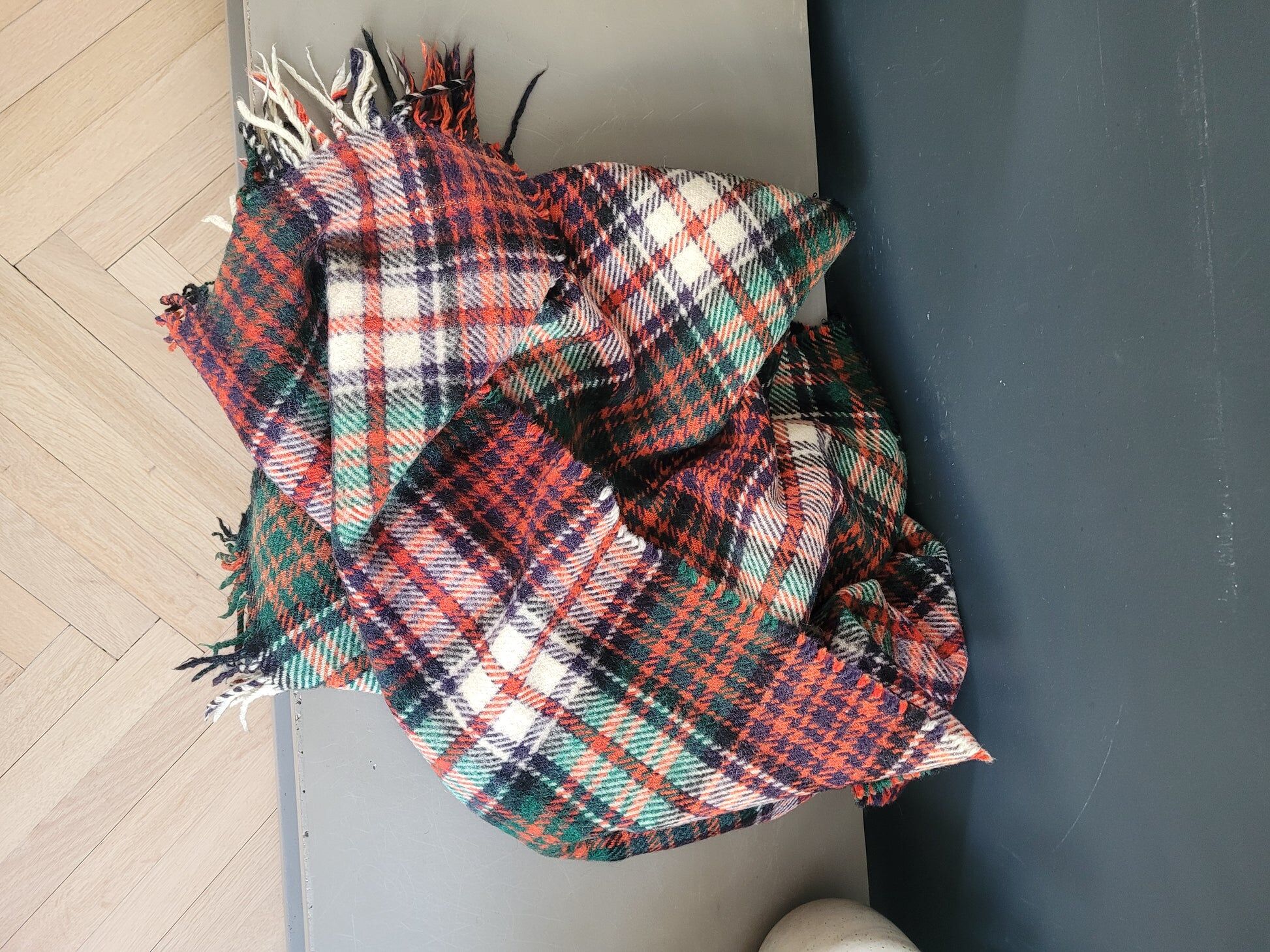Jaeger tartan pattern blanket, 100% wool - 117x87 - Ref 855