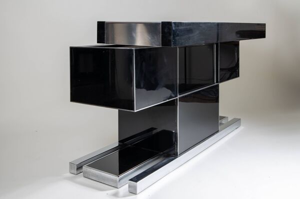 Meuble bar des années 70 conçu par Willy Rizzo pour Mario Sabot