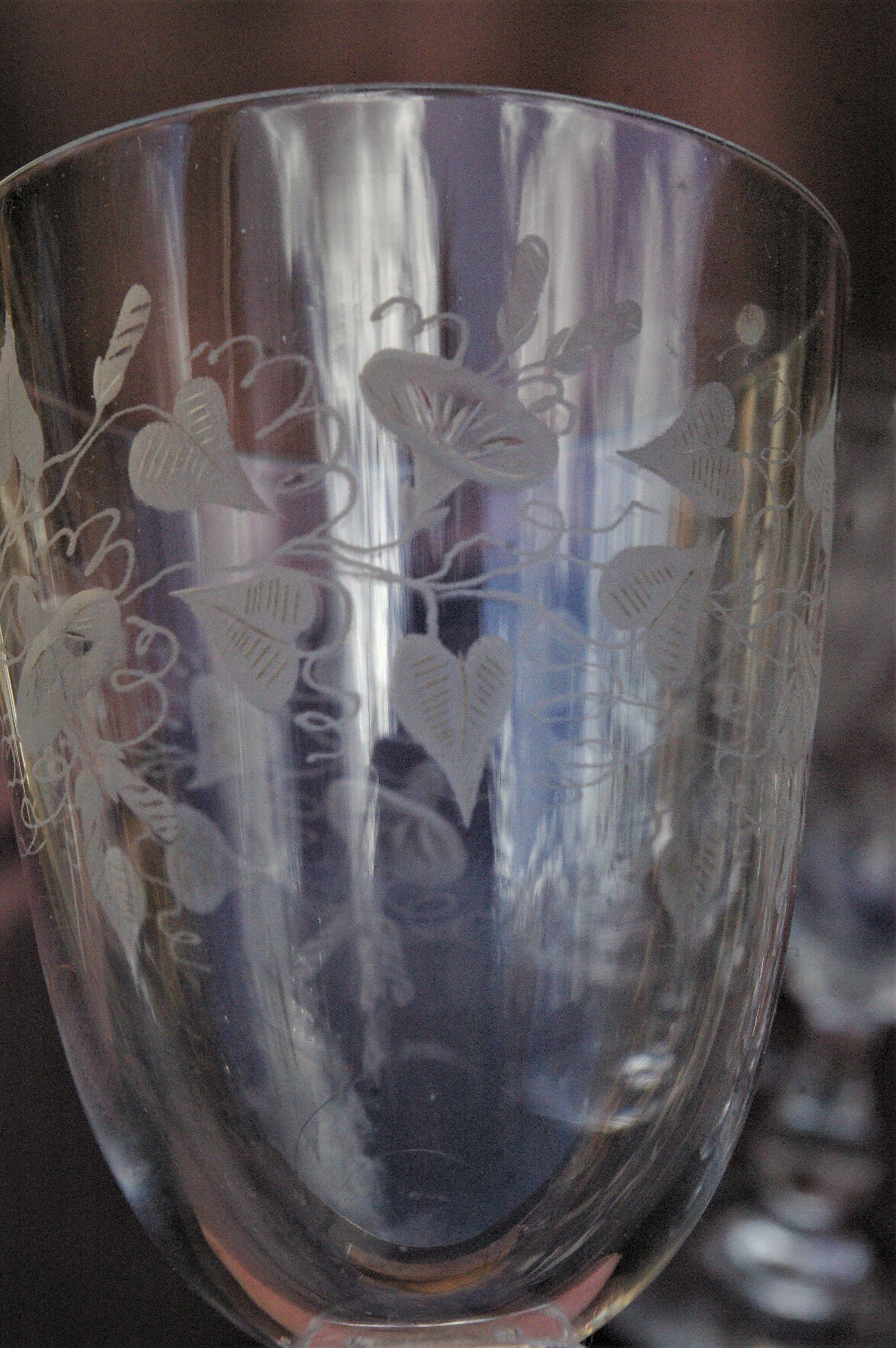 Set 11 Port Glasses White Wine Art Nouveau Crystal engraved Liseron