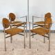 Set of 4 Belgo Chrom steel armchairs with bouclé