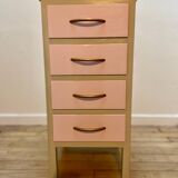 Beige and pale pink revamped 4-drawer bedside table