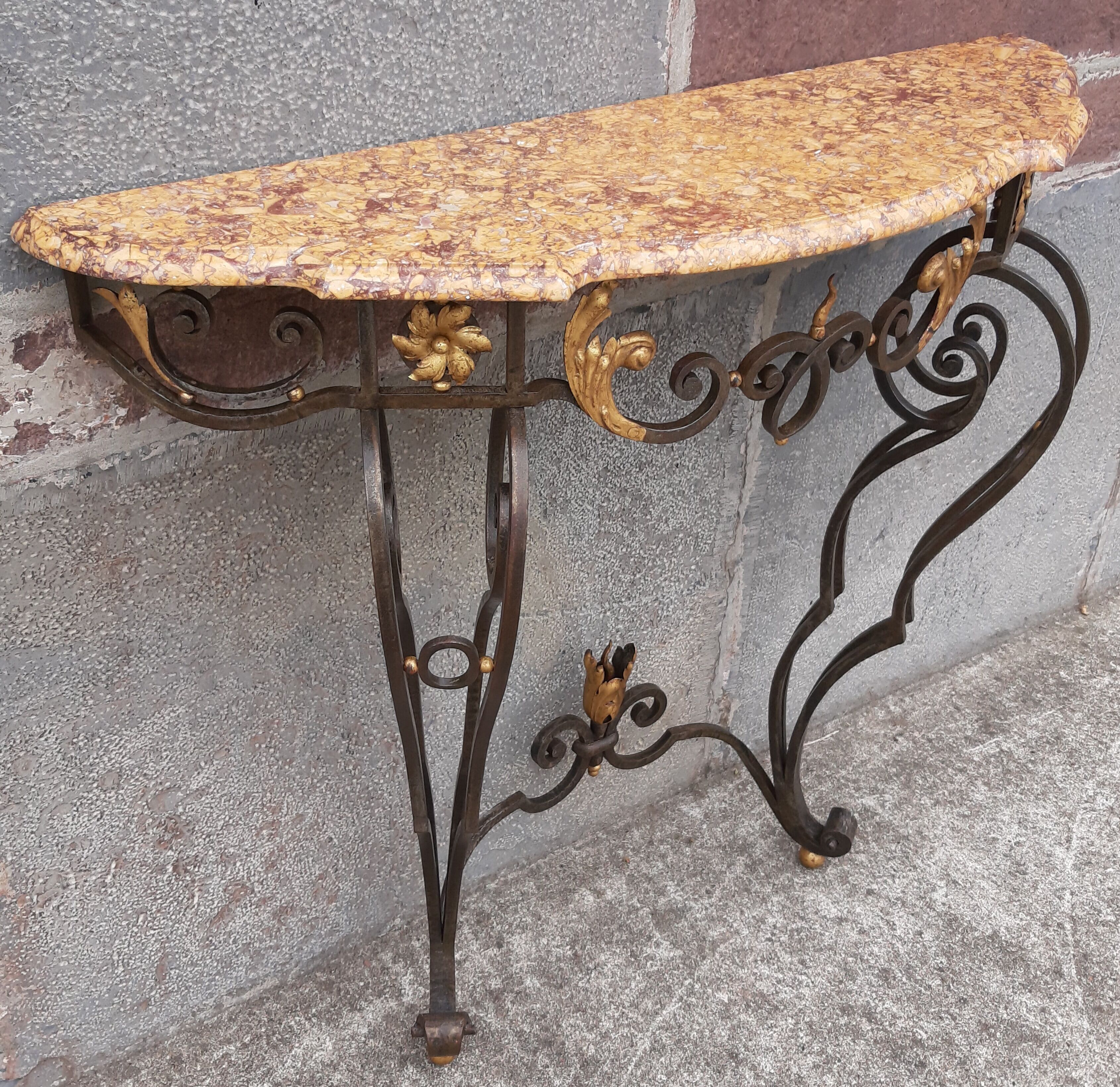 Console forged foot marble top