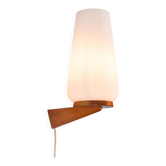 Wall lamp with opal glass shade on wooden base by Philips
