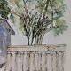 Watercolor lithograph 1980's "Cap-Ferret, 'L'Herbe' le quartier des pêcheurs"