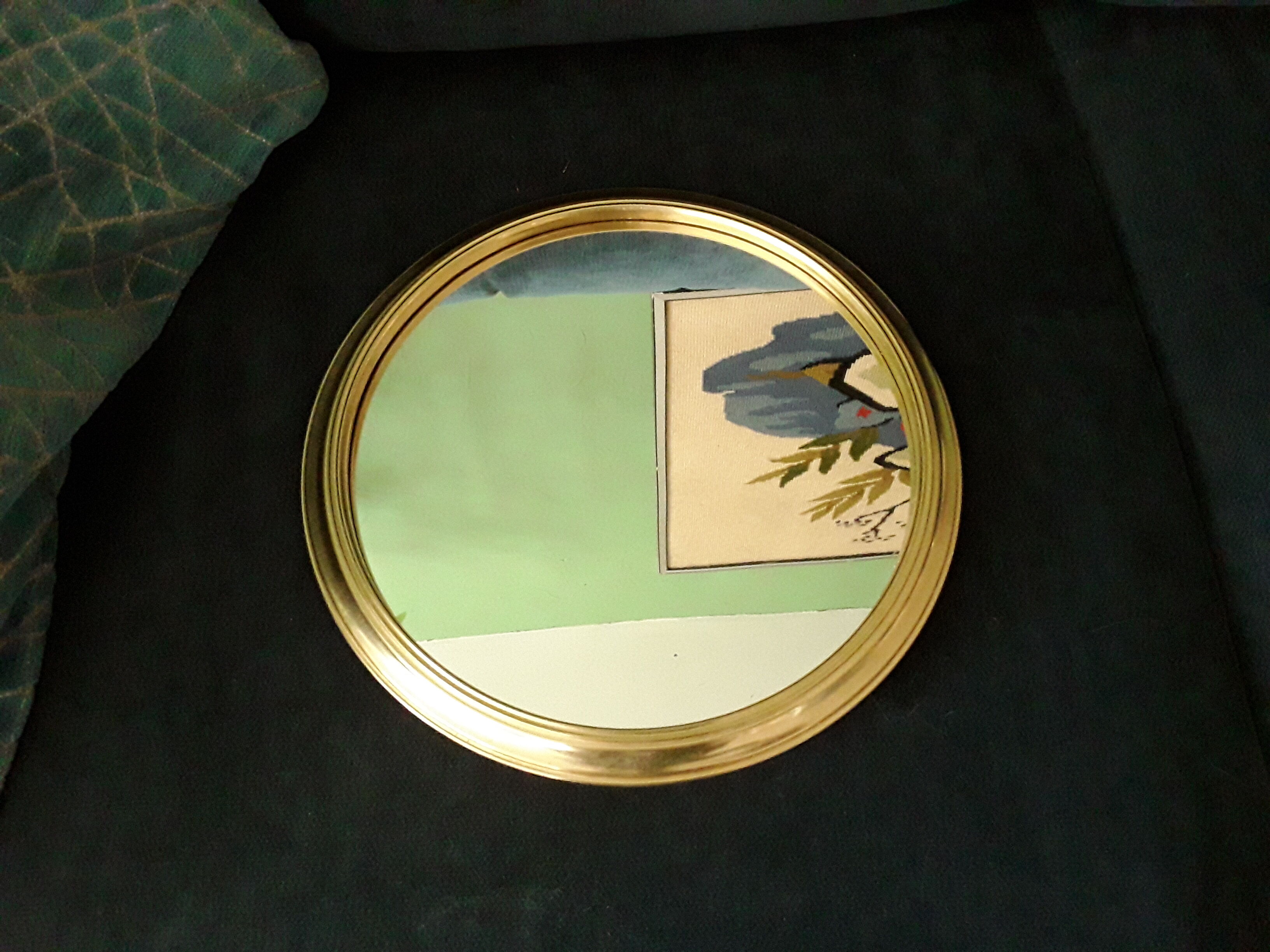Mirror or vintage mirror top in golden brass
