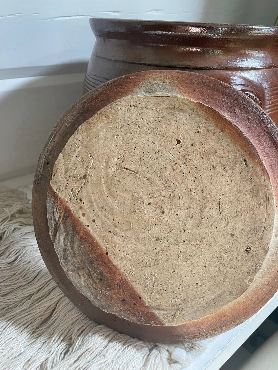 Old stoneware salt cellar