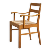 Oscar Degeyter armchair, solid wood, rush, 1942