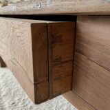 Farm coffee table a drawer in raw wood