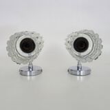 Pair of double wall sconces Space Age. Chrome metal 70.