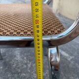 Pair of vintage velvet patterned chairs/steel from the 70s.