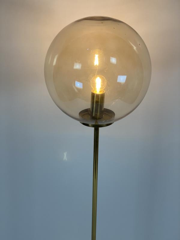 Iridescent glass brass globe lamppost
