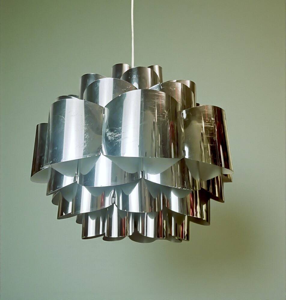 Mid Ventury Modern silver Danish hanging lamp