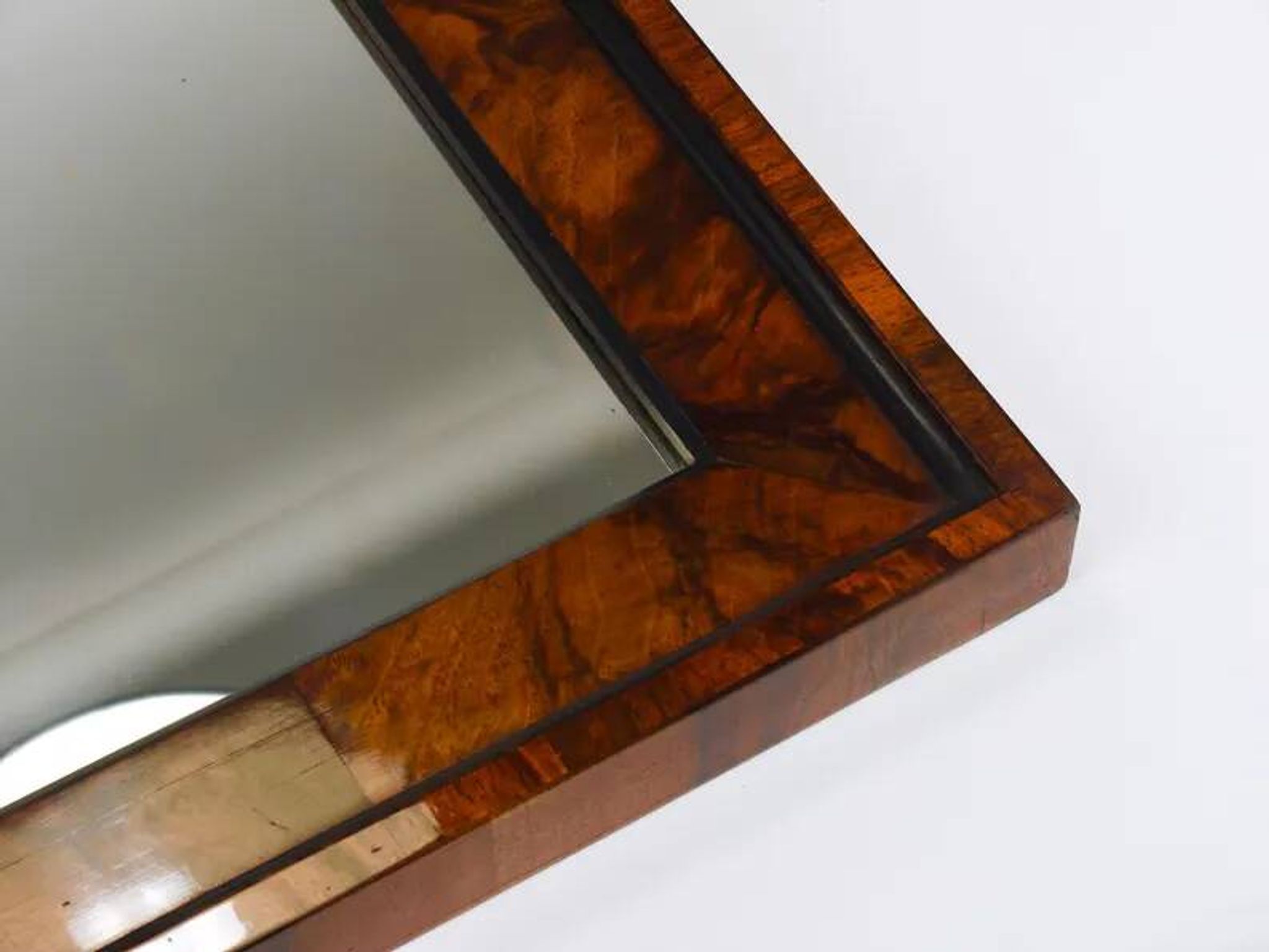 Square Biedermeier Antique 19th Century Walnut Wall Mirror, Vienna, 1850s