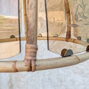 Vintage rattan and smoked glass pendant – 1970s