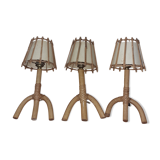3 rattan sconces 50s
