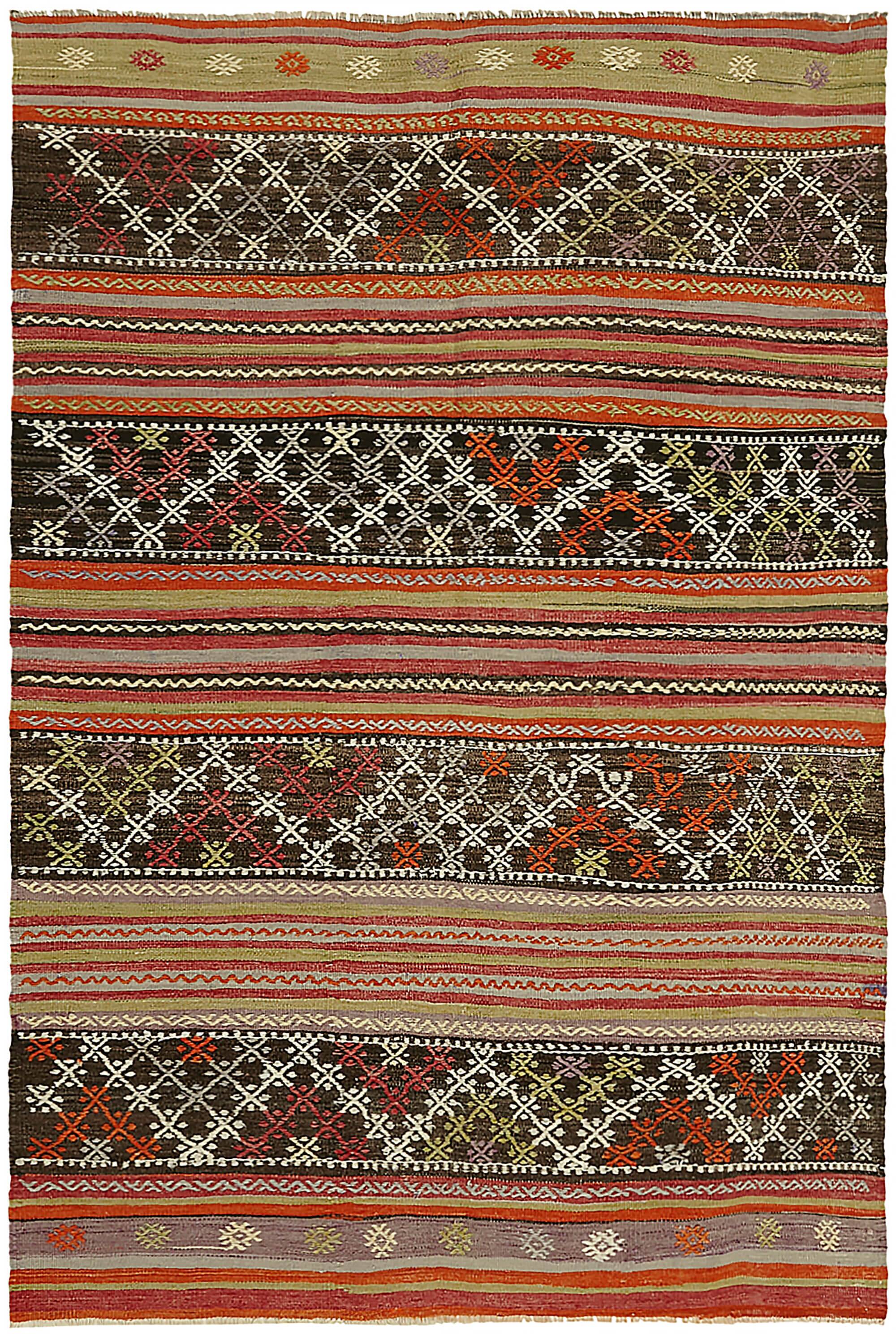 Turkish Handmade Vintage Anatolian Kilim 174 cm x 255 cm