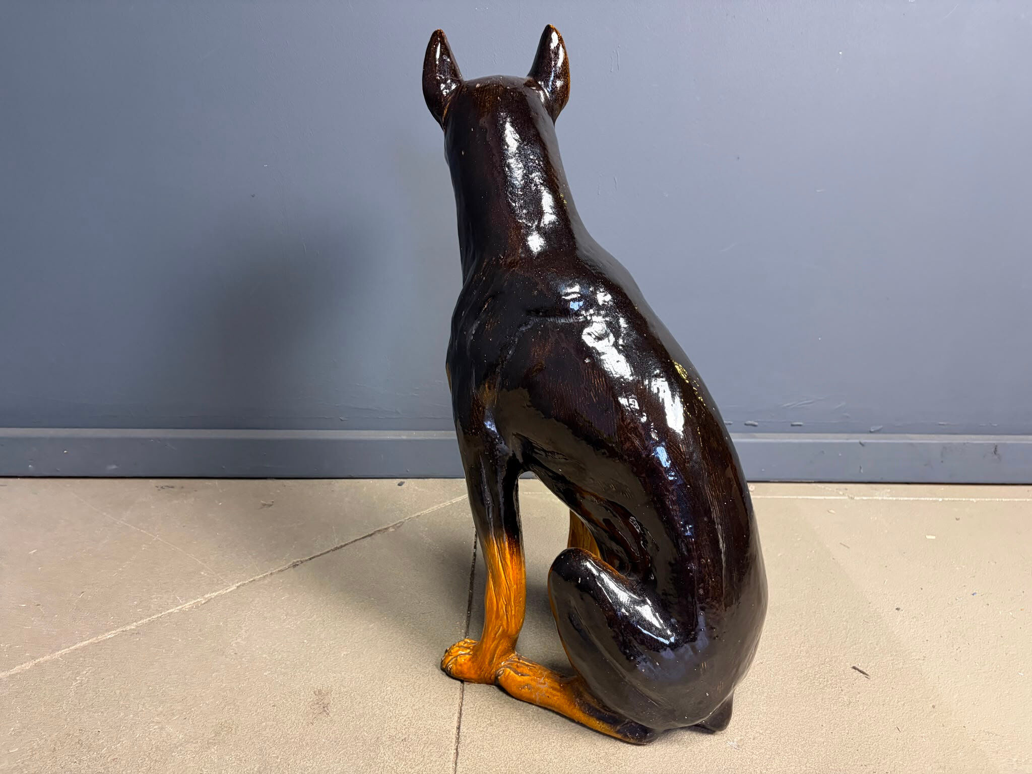 Vintage ceramic sculpture of a Doberman, 1960s