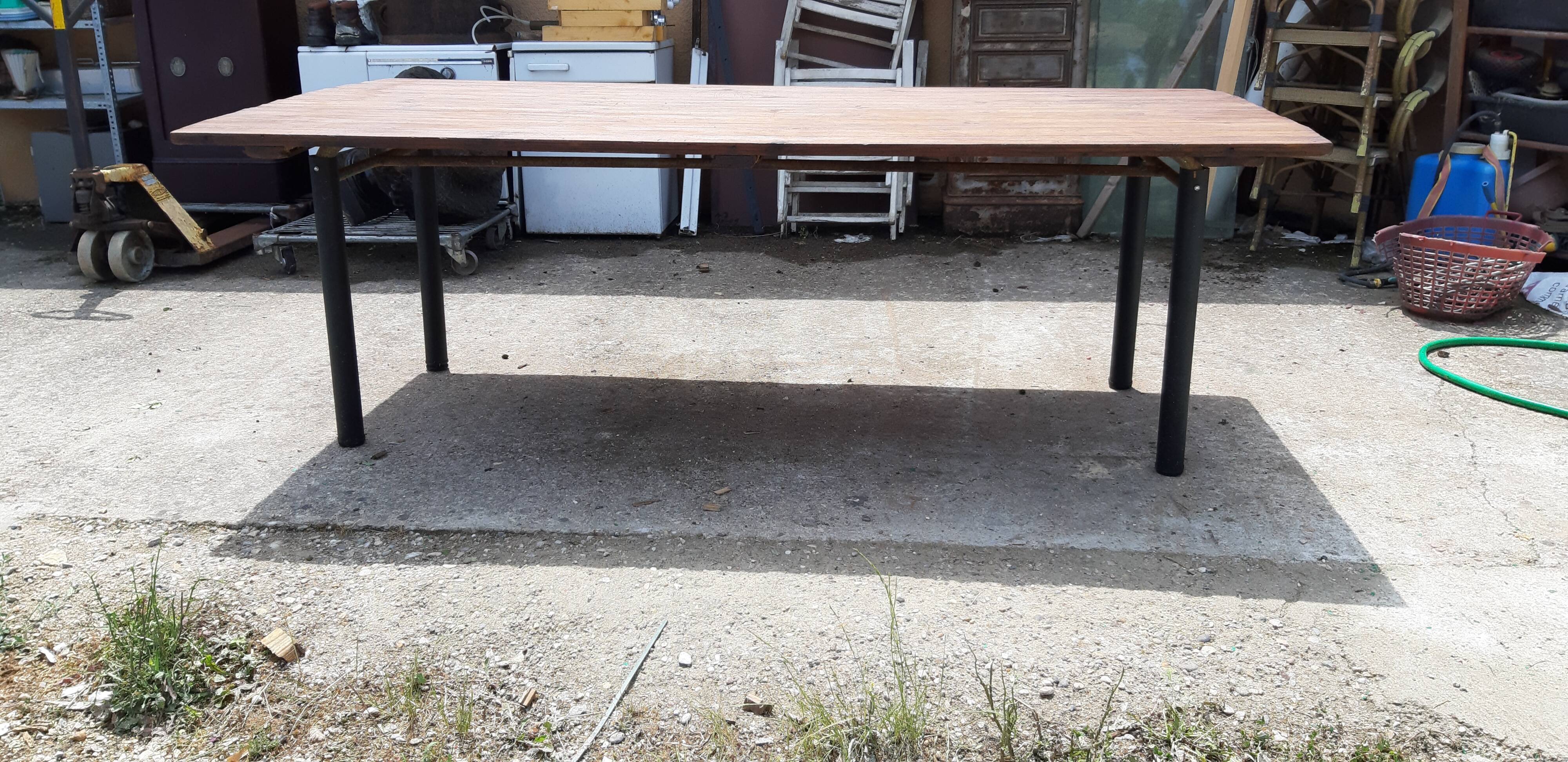 Industrial iron and wood table