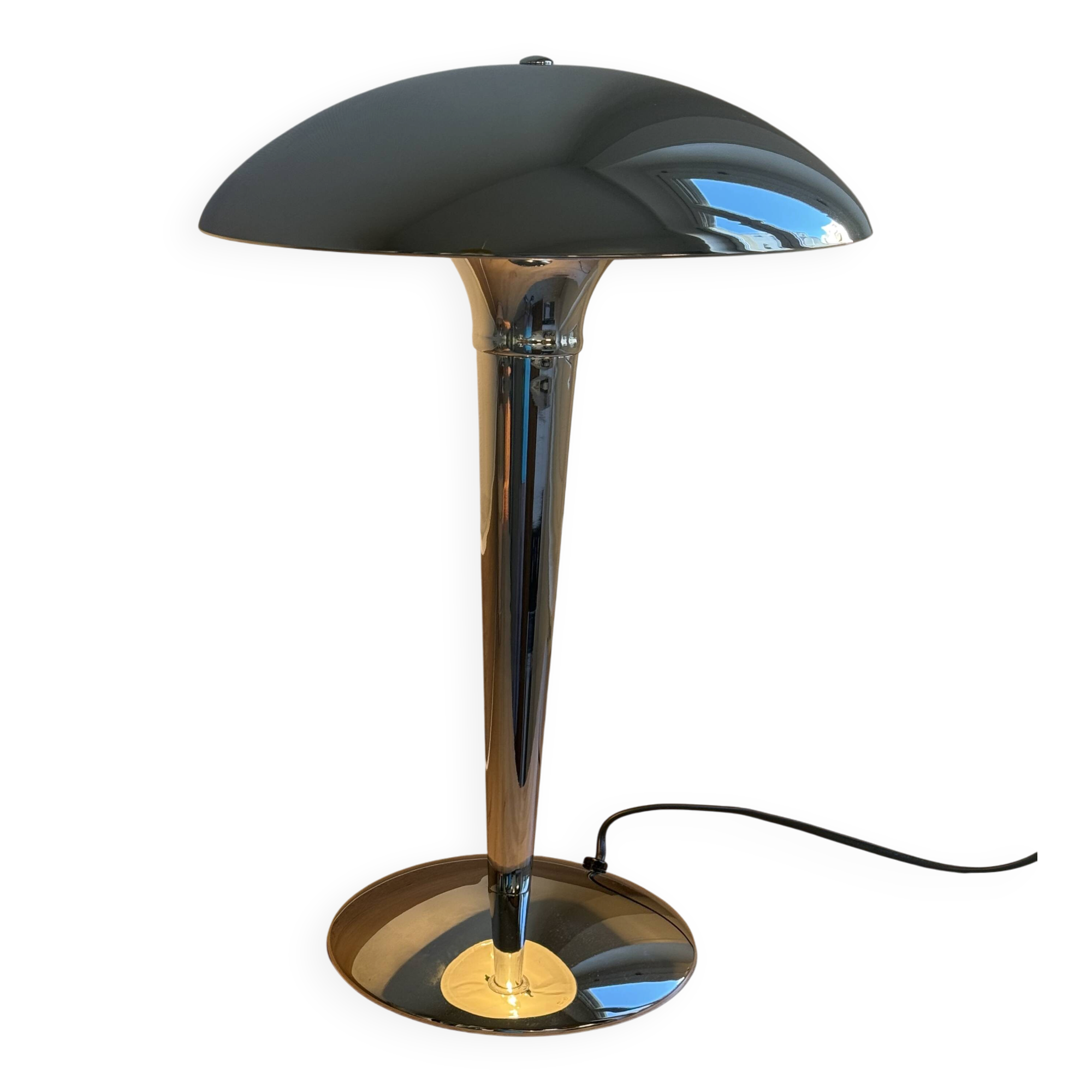 Table Lamp in Ship / Mushroom Style – Chrome Metal