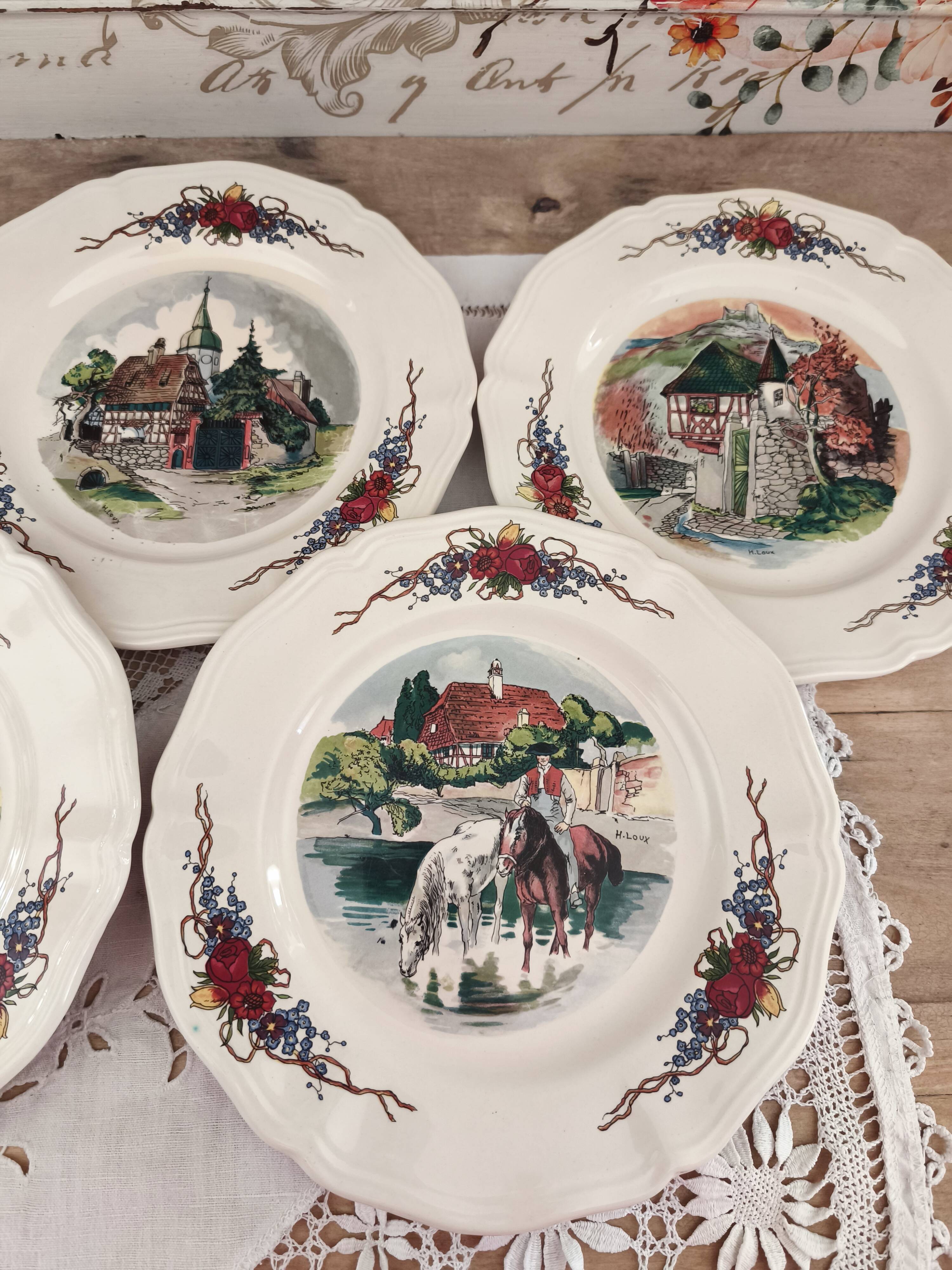 Lot de 7 assiettes à dessert Sarreguemines modèle Obernai
