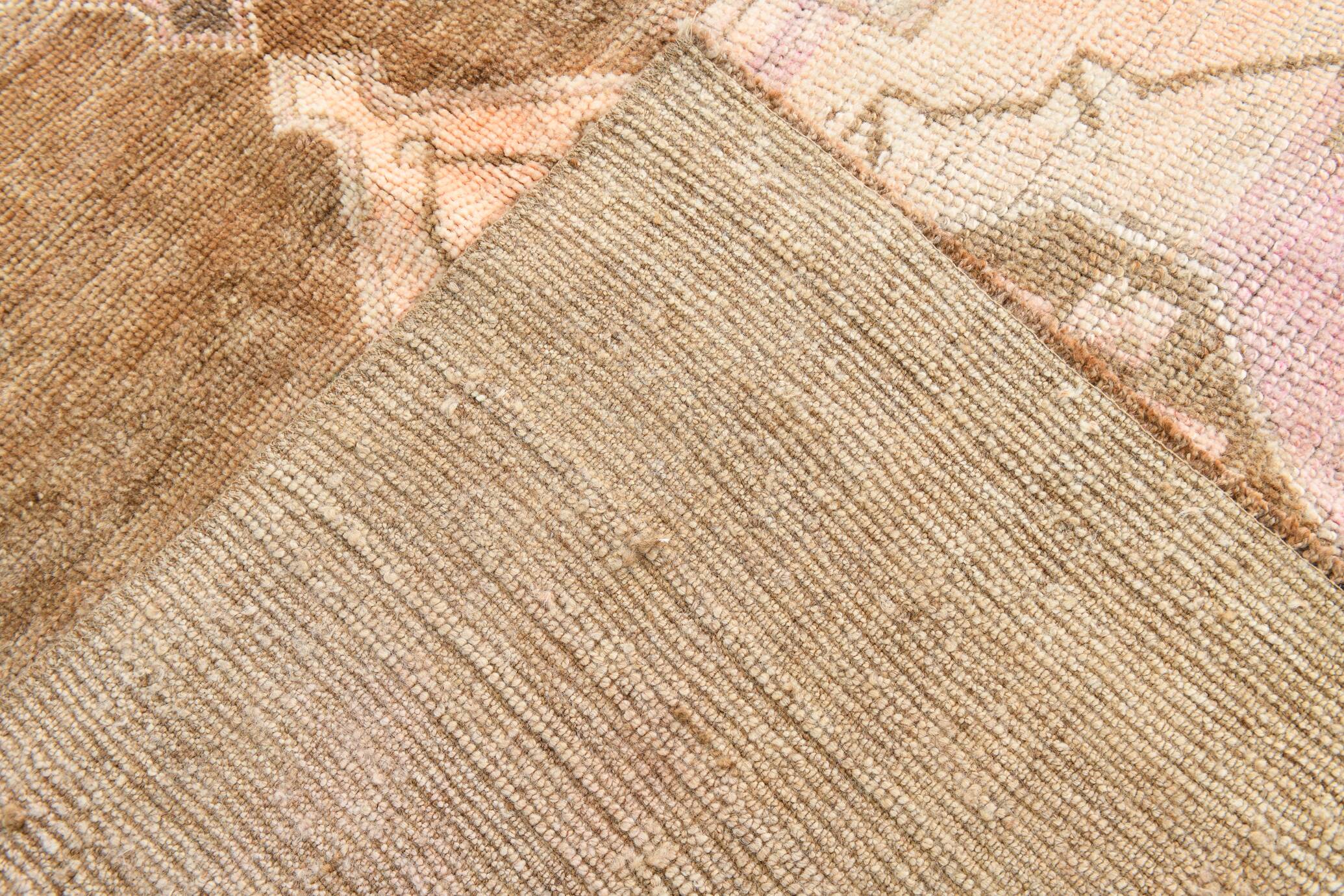 Vintage Neutral Faded Brown Mid Century Modern Turkish Vintage, 190x340 Cm