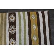 1970s Vintage Turkish Hand-Knotted Wool Cotton Green Runner Rug 139x323
