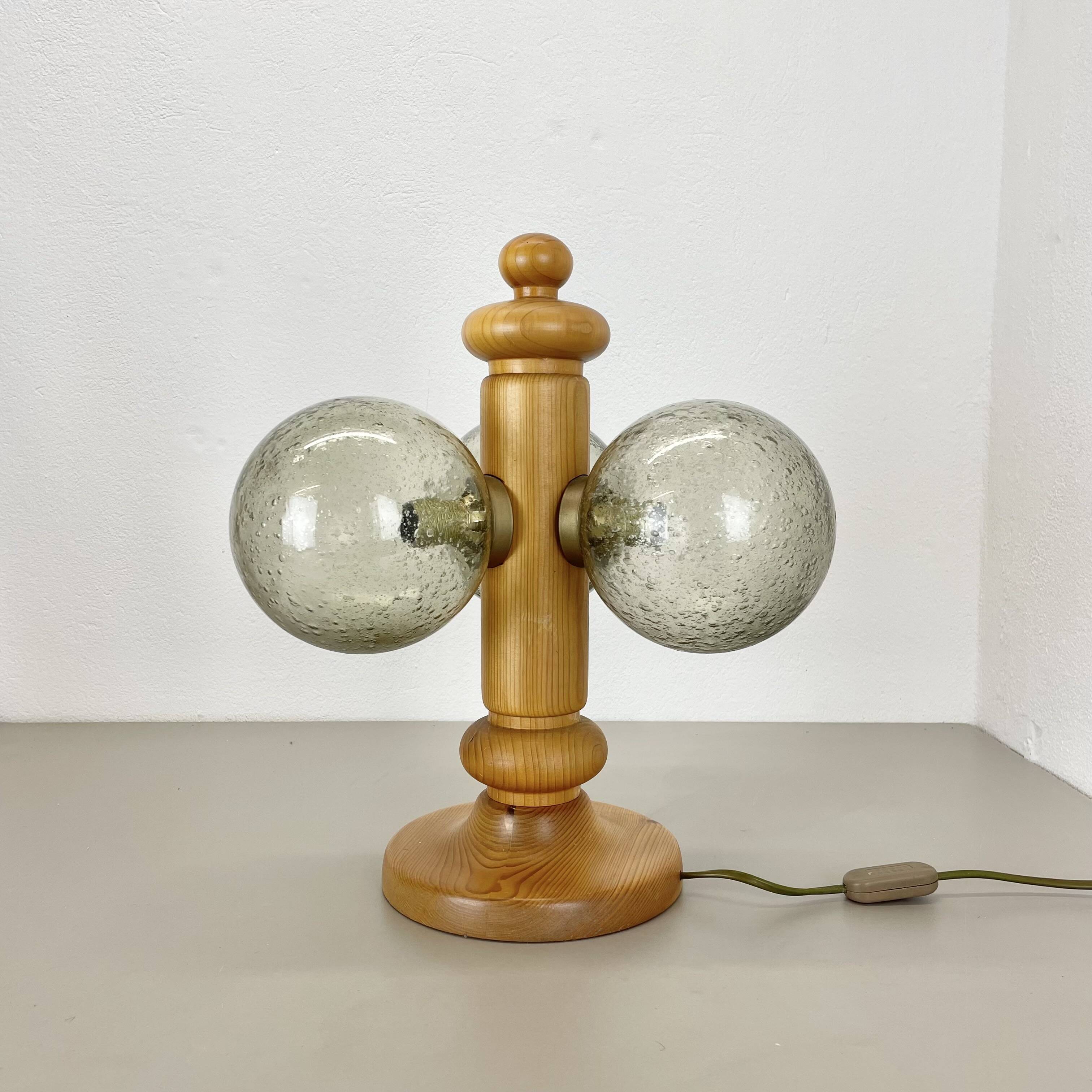 Large Organic Sculptural PINE Wooden Table Light by Temde Lights, Germany 1