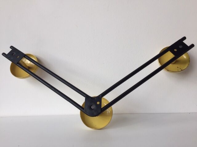 Vintage coat rack 3 heads yellow metal in the years 60-70