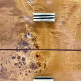 Chest of drawers in elm magnifying glass and brass 1970s