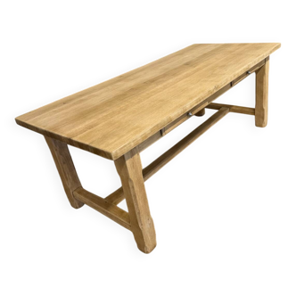 Renovated solid oak farmhouse table with 2 drawers