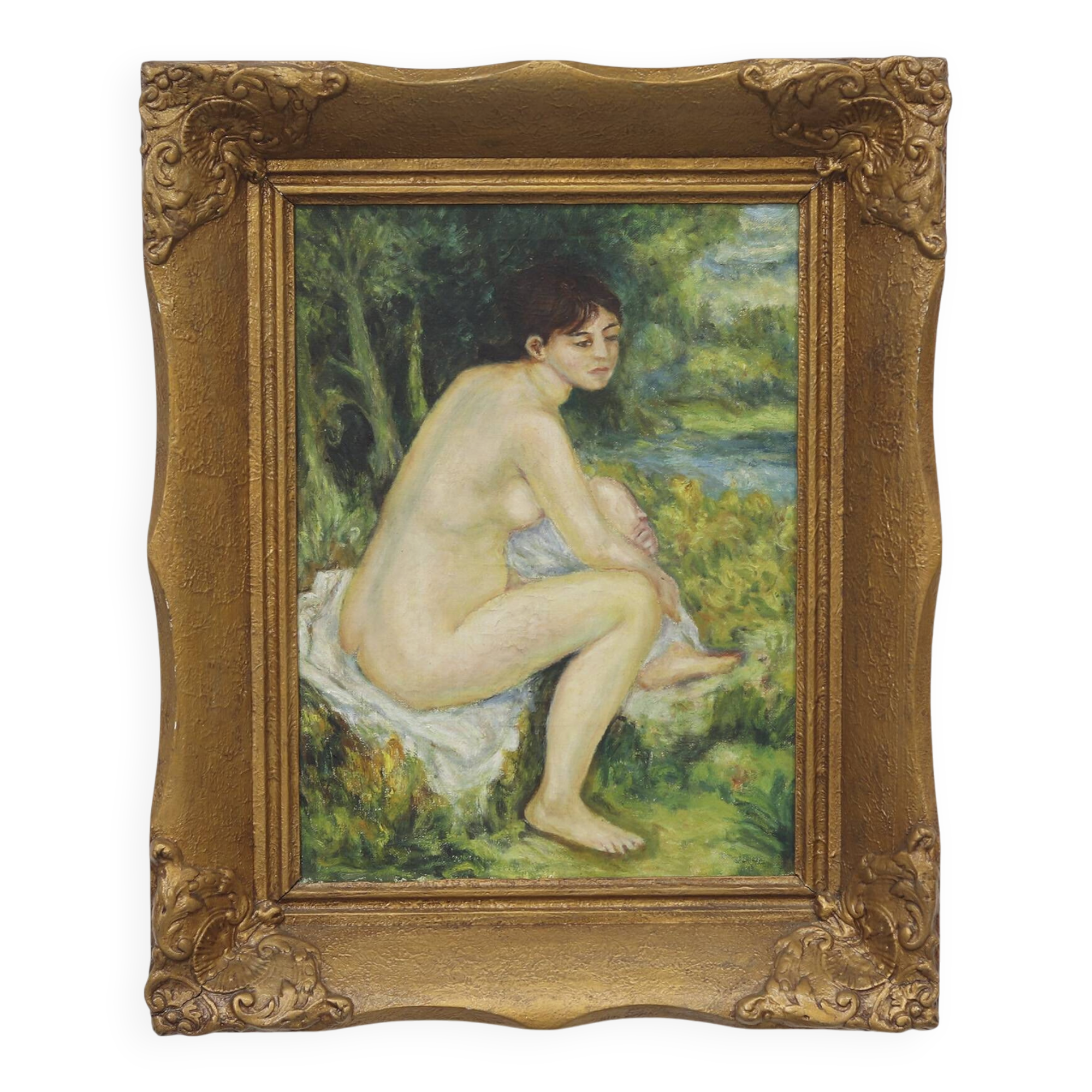 French Naive Folk Art Painting with Nude Figure – ca. 1920