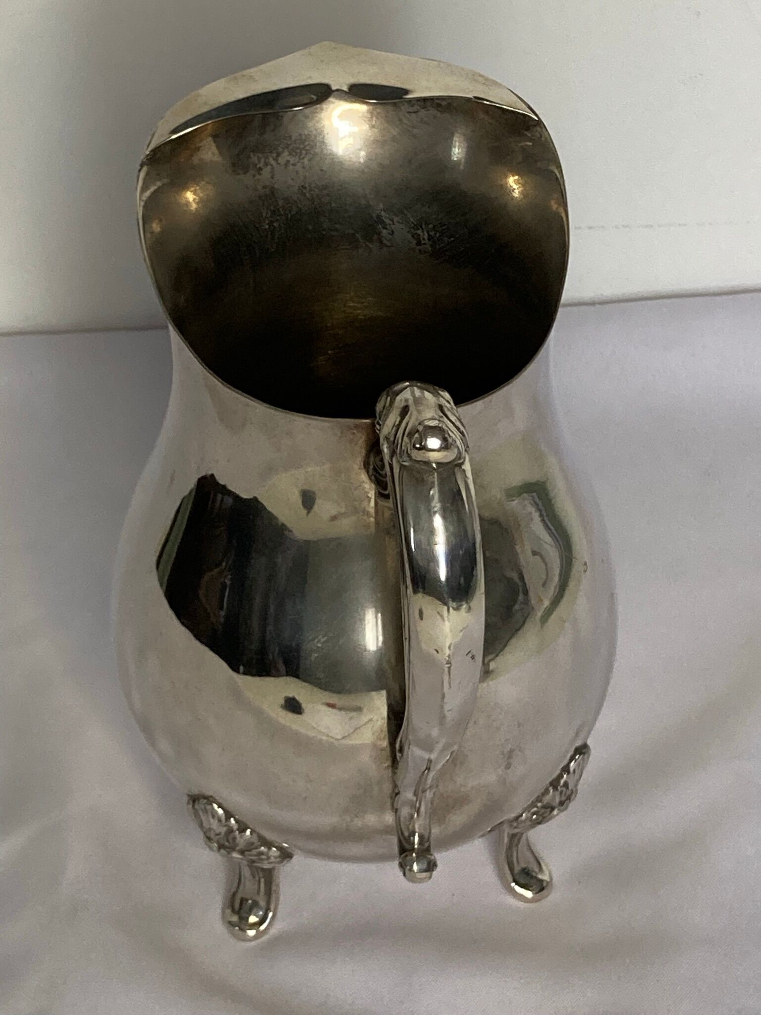Old American silver metal water pitcher early twentieth century