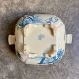 Gien ironstone soup tureen in blue, "Birds" service circa 1870.