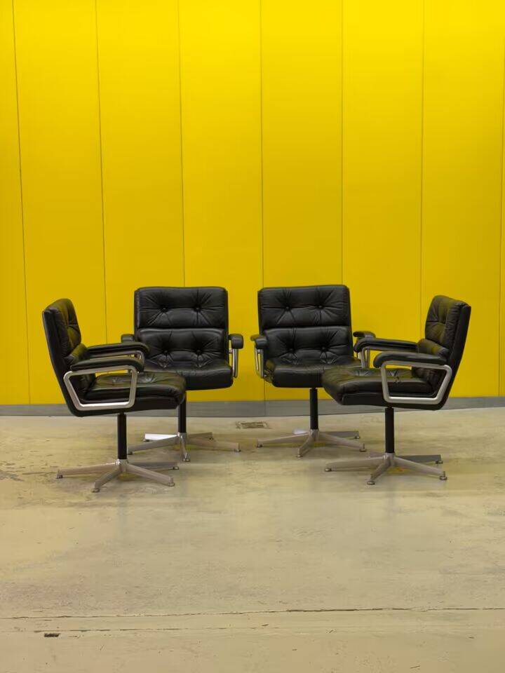 1970s Leather Swivel Chair Eurochair by Girsberger (Price for One)