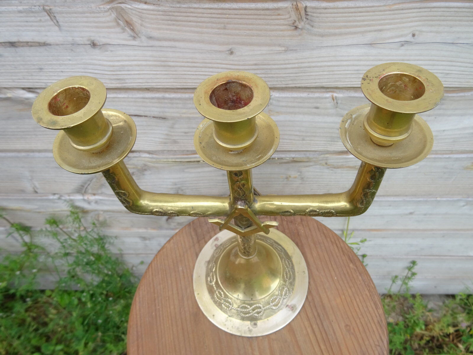 Masonic chandelier with 3 branches in bronze