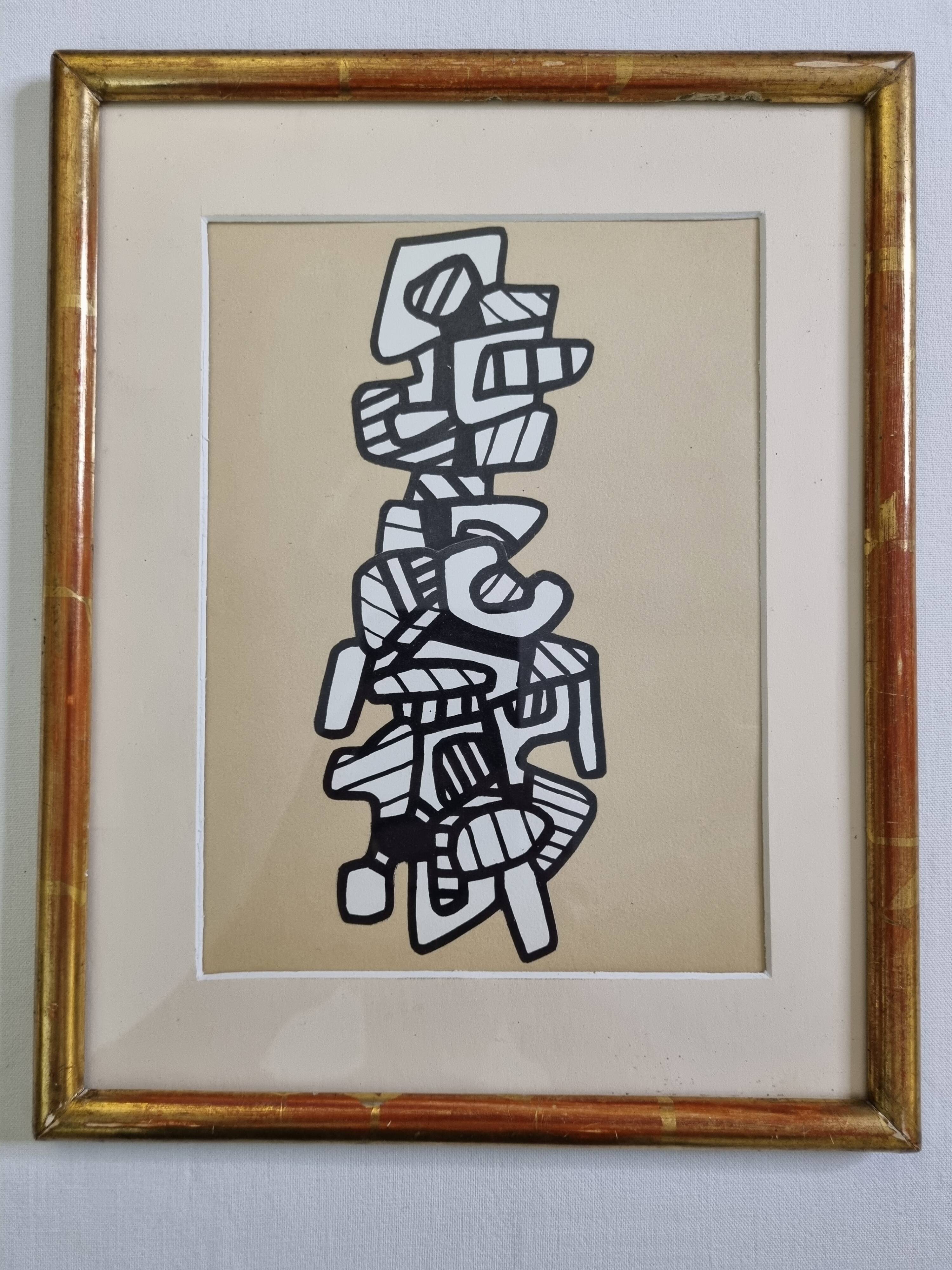 Screenprint after Jean Dubuffet framed under glass 26 cm by 33 cm