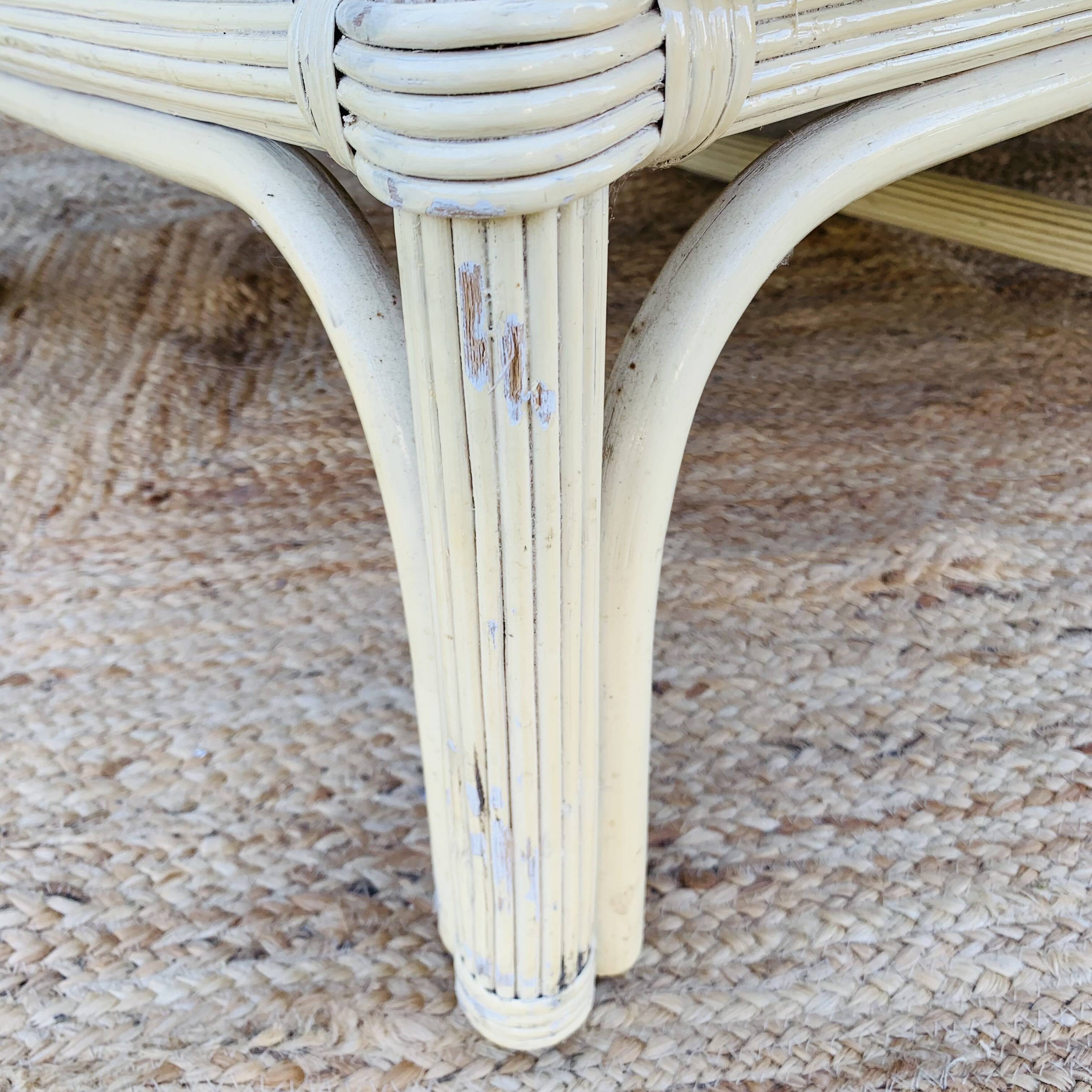 2 seater white rattan sofa