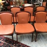 6 Dyrlund rosewood leather chairs